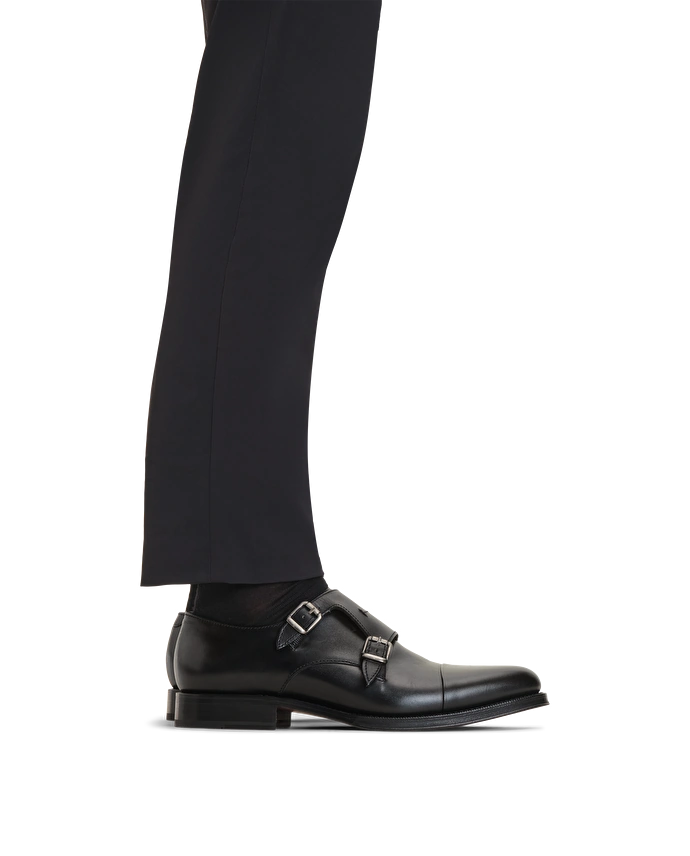 lottusse Chaussures à double boucle Premium en cuir de Veau Noir