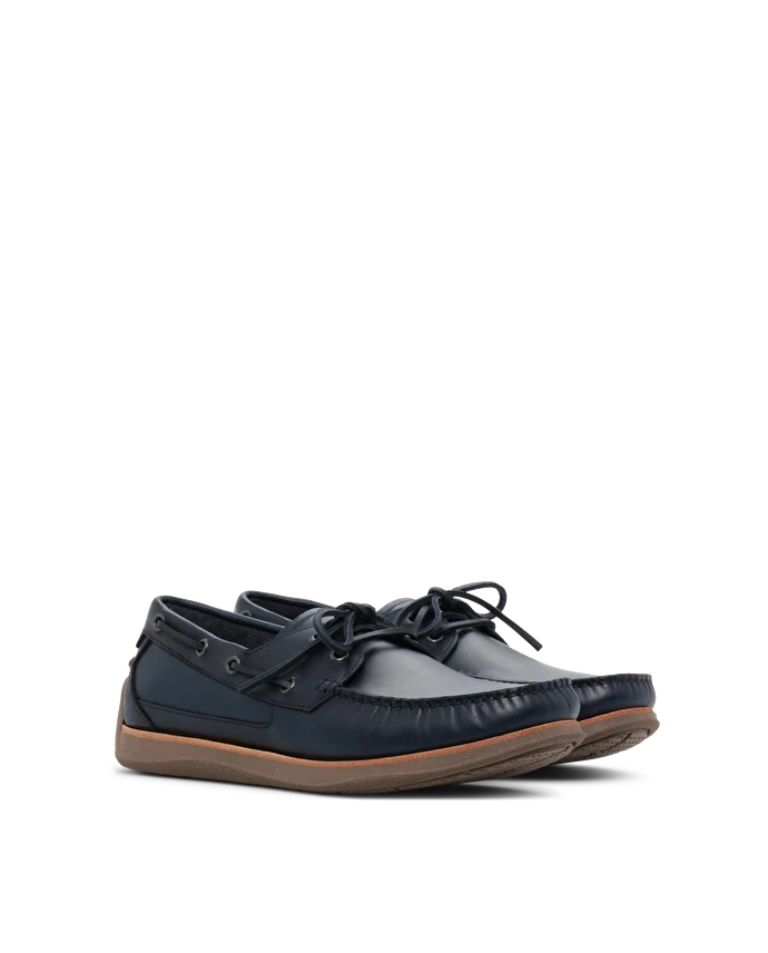 Lottusse Chaussures Bateau Sailor Cuir De Veau Bleu Marine