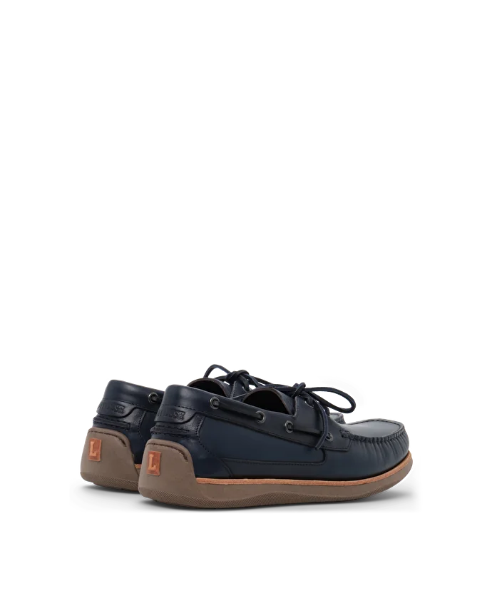 Lottusse Chaussures Bateau Sailor Cuir De Veau Bleu Marine