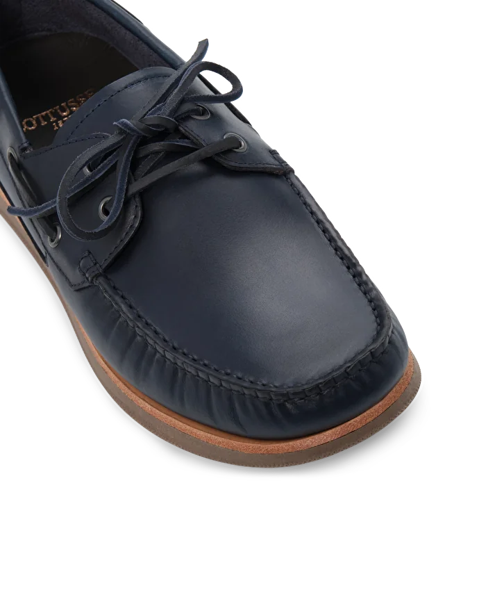 Lottusse Chaussures Bateau Sailor Cuir De Veau Bleu Marine