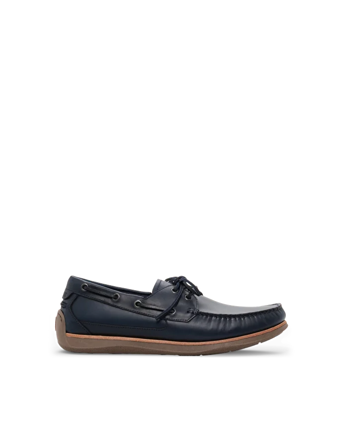 lottusse Chaussures bateau Sailor Cuir de Veau Bleu marine