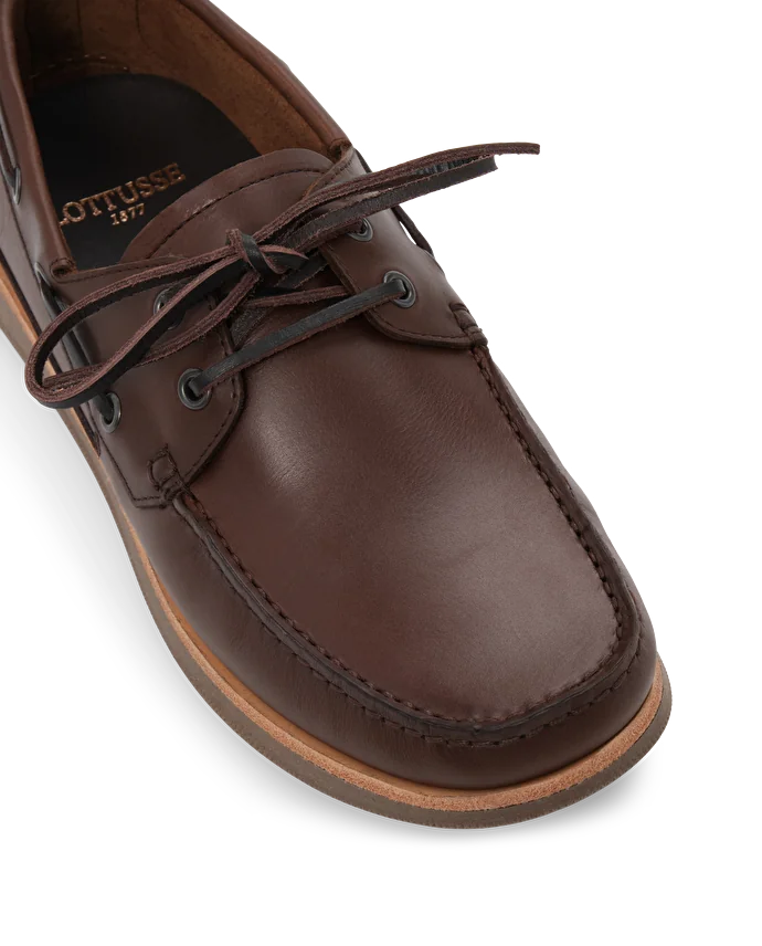 lottusse Chaussures Bateau Sailor Cuir De Veau Moka