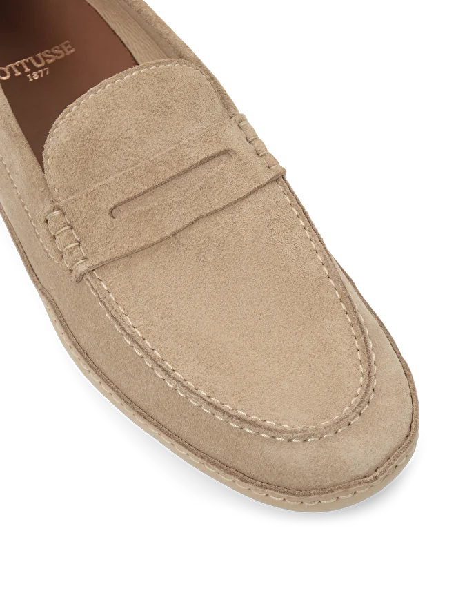 Lottusse Chaussures Bateau Sporting Cuir De Veau Taupe