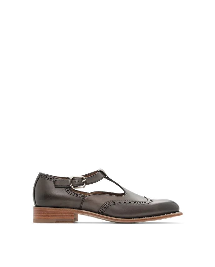 Lottusse Chaussures Boucle Cambridge Cuir De Veau Gris Plomb