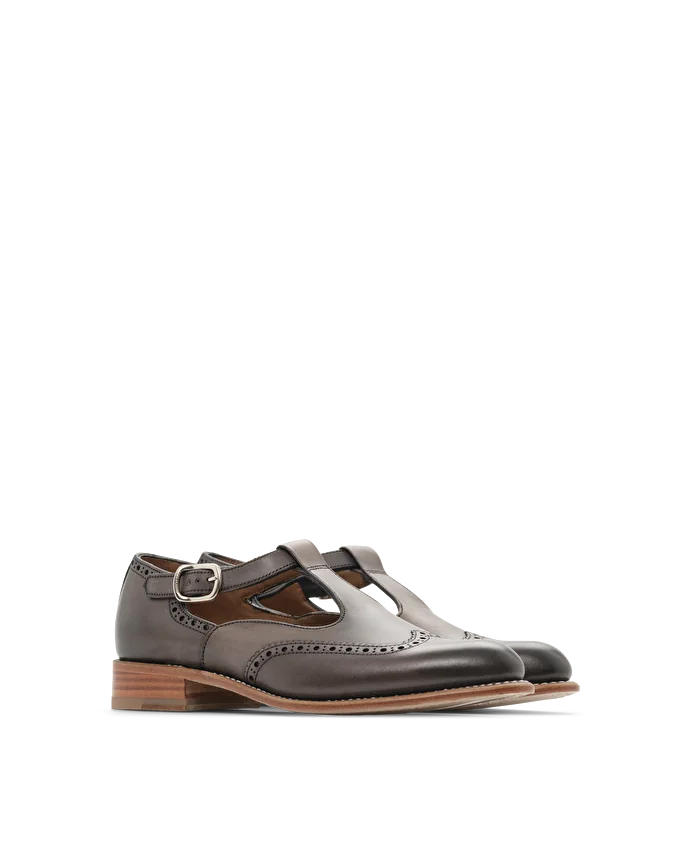 Lottusse Chaussures Boucle Cambridge Cuir De Veau Gris Plomb