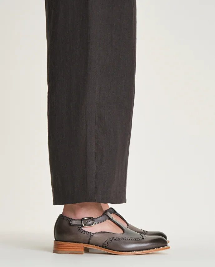 lottusse Chaussures boucle Cambridge Cuir de Veau Gris plomb