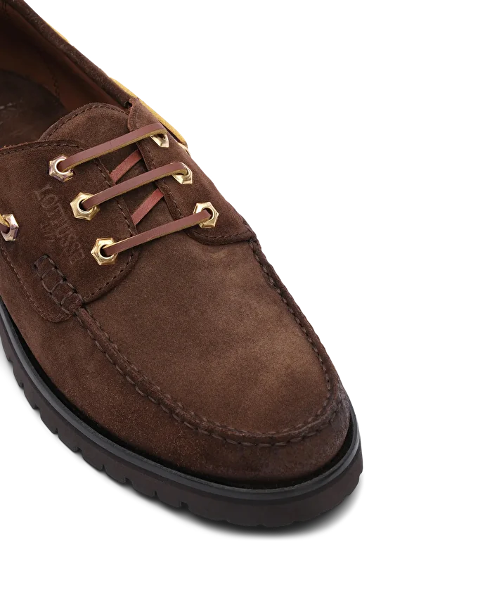 Lottusse Chaussures De Bateau En Daim De Veau Brune