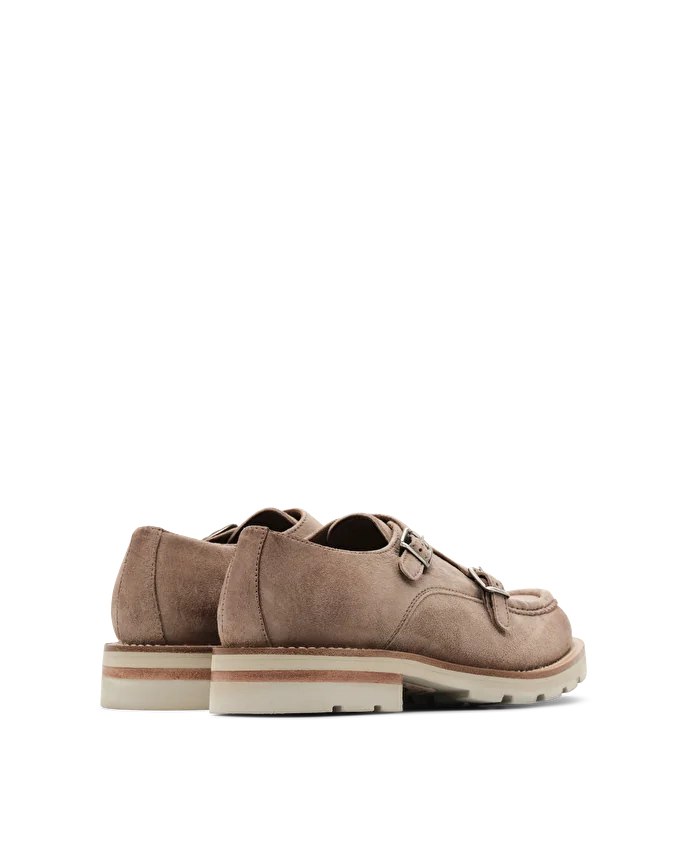 Lottusse Chaussures Double Boucle Murphy Cuir De Cerf Taupe