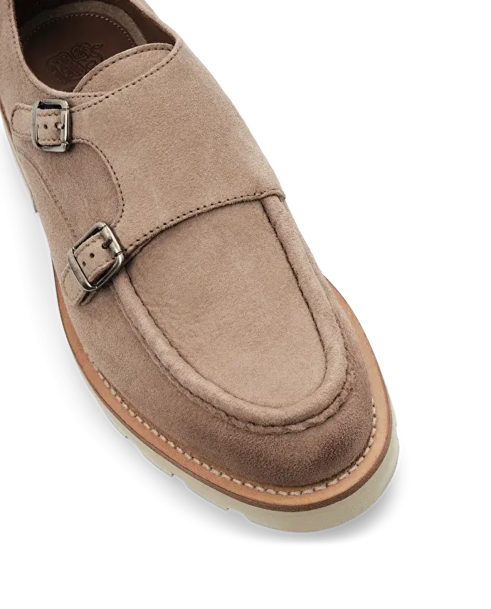 Lottusse Chaussures Double Boucle Murphy Cuir De Cerf Taupe