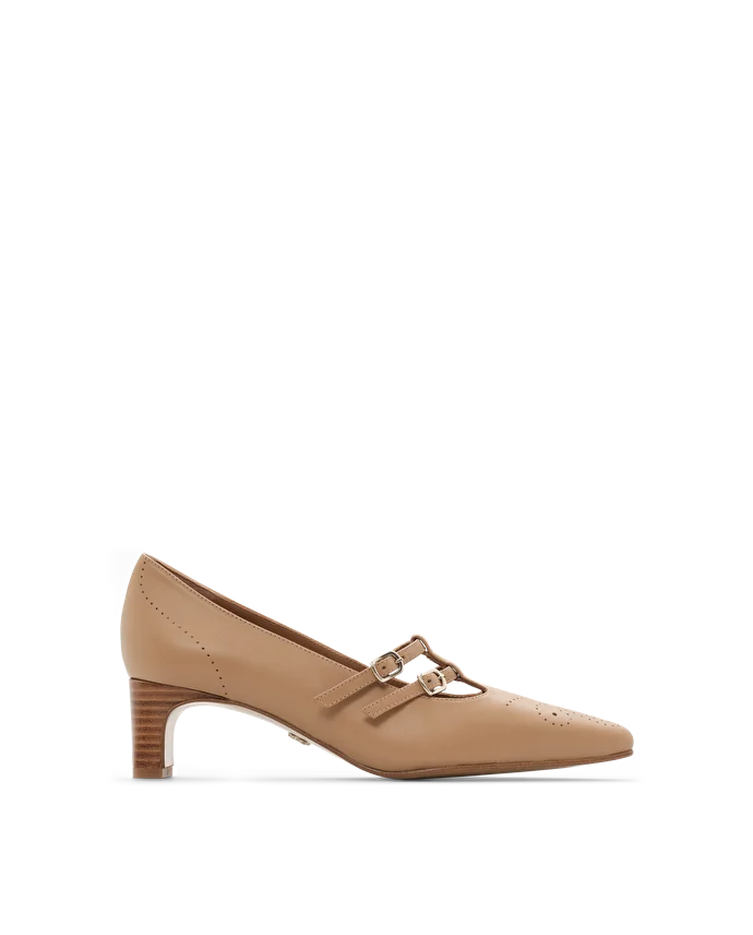 Lottusse Chaussures Double Boucle Smithson Cuir De Veau Camel