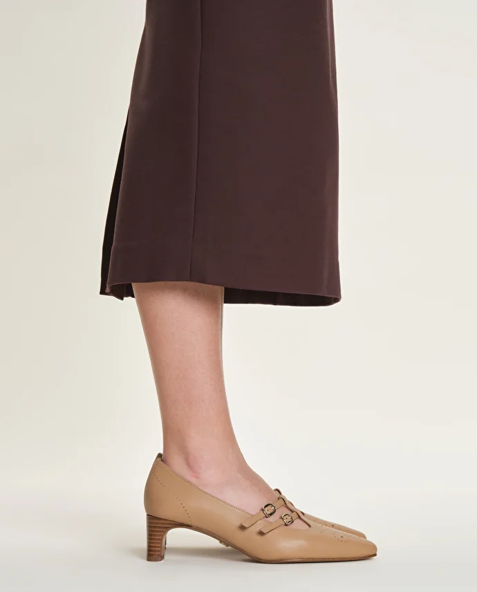 lottusse Chaussures double boucle Smithson Cuir de Veau Camel