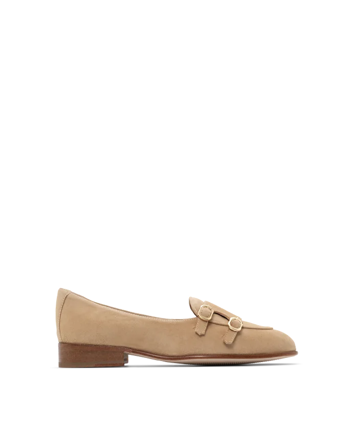 Lottusse Chaussures Double Boucle Soller Cuir D'Agneau Beige