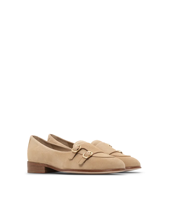 Lottusse Chaussures Double Boucle Soller Cuir D'Agneau Beige