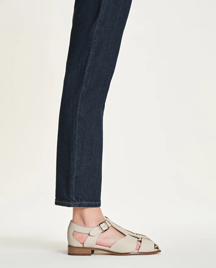 lottusse Chaussures Méduses En Cuir De Veau Motif Saffiano Blanc Cassé