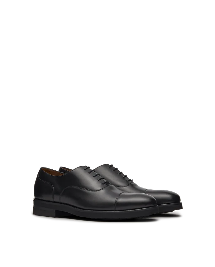 Lottusse Chaussures Oxford à Bout Droit Holborn En Cuir De Veau Brossé Noir