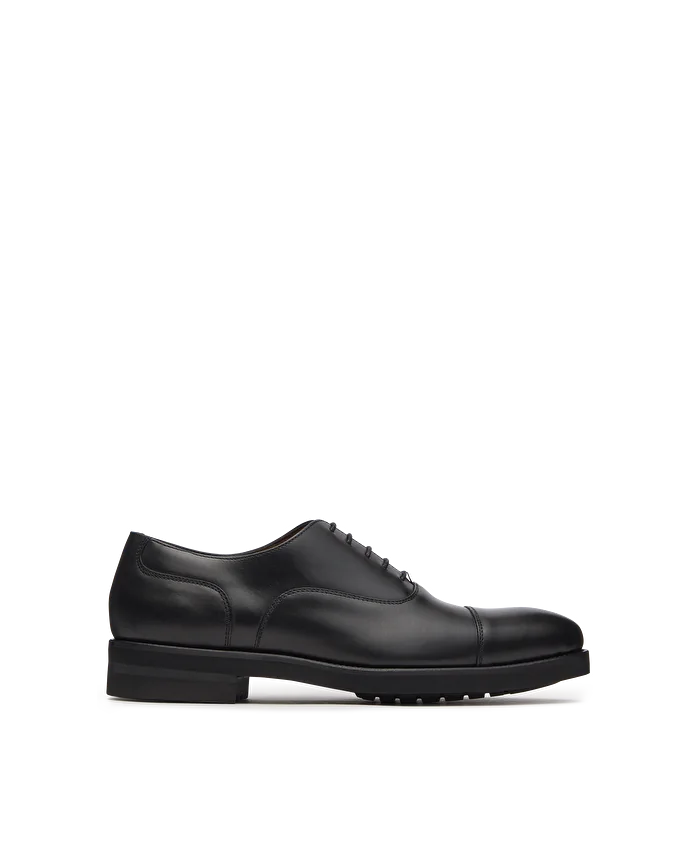 lottusse Chaussures Oxford à Bout Droit Holborn en cuir de Veau Brossé Noir