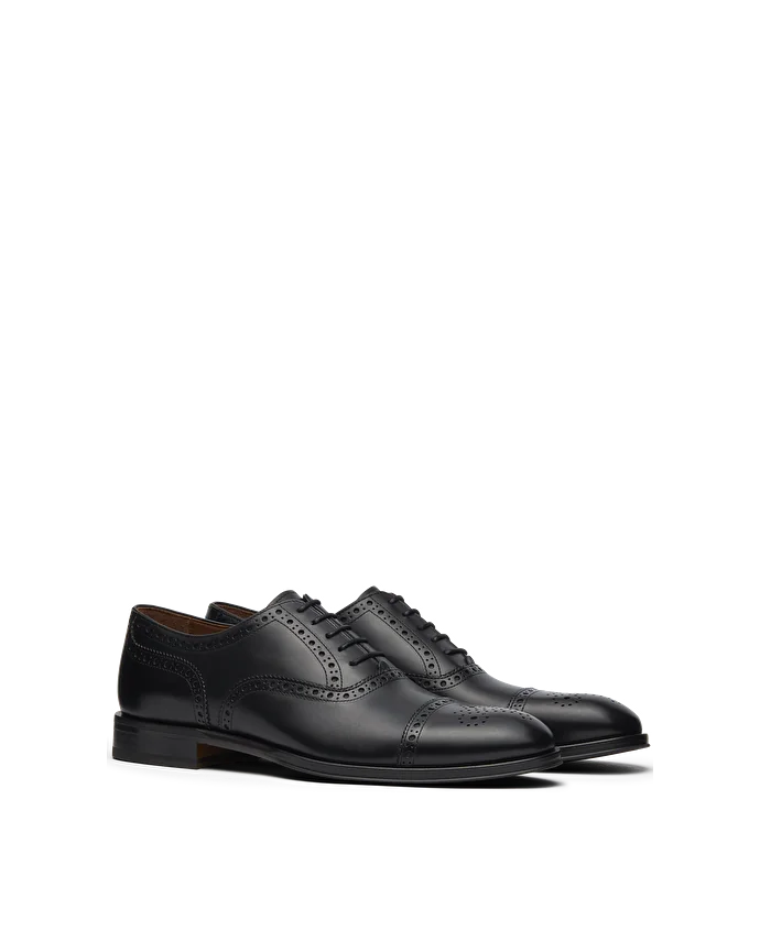 Lottusse Chaussures Oxford à Bout Droit Lenox En Cuir De Veau Brossé Noir