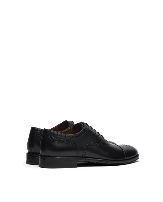 Lottusse Chaussures Oxford à Bout Droit Lenox En Cuir De Veau Brossé Noir