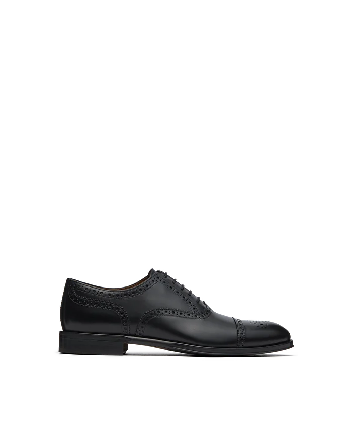 lottusse Chaussures Oxford à Bout Droit Lenox en cuir de Veau Brossé Noir