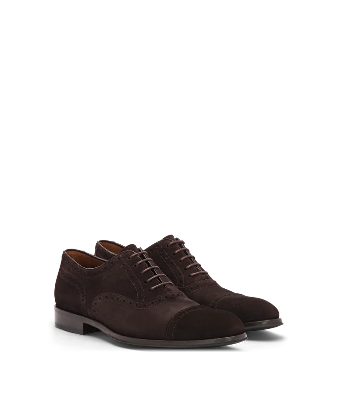 Lottusse Chaussures Oxford à Bout Droit Lenox En Cuir De Veau Mocha