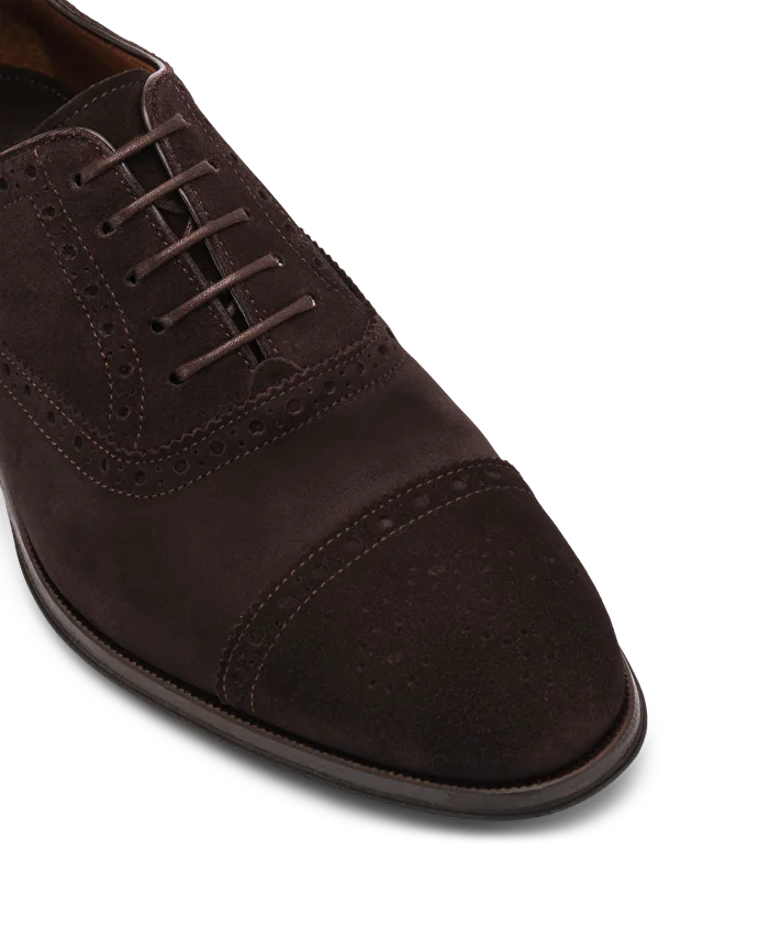Lottusse Chaussures Oxford à Bout Droit Lenox En Cuir De Veau Mocha