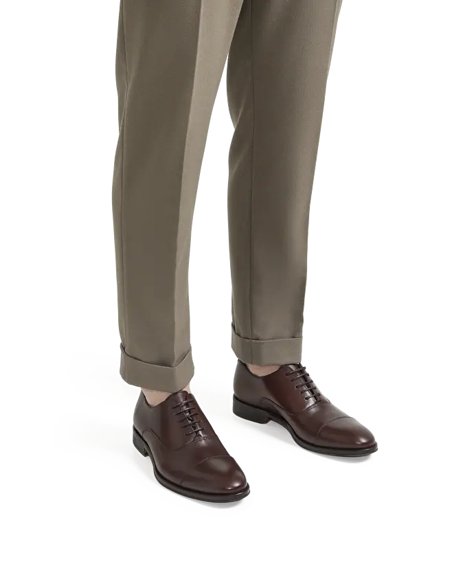 lottusse Chaussures Oxford à Bout Droit Lenox en cuir de Veau Brossé Mocha