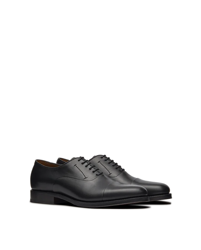 Lottusse Chaussures Oxford à Bout Droit Premium En Cuir De Veau Noir