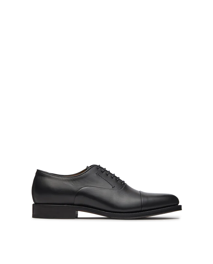 lottusse Chaussures Oxford à Bout Droit Premium en cuir de Veau Noir