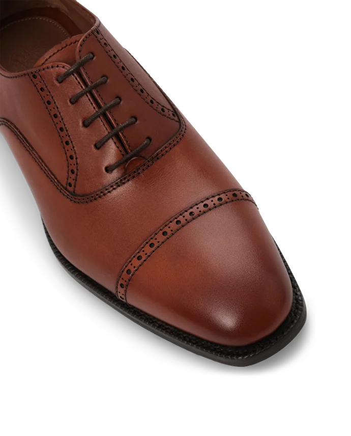 Lottusse Chaussures Oxford à Bout Droit Preston En Cuir De Veau Marron