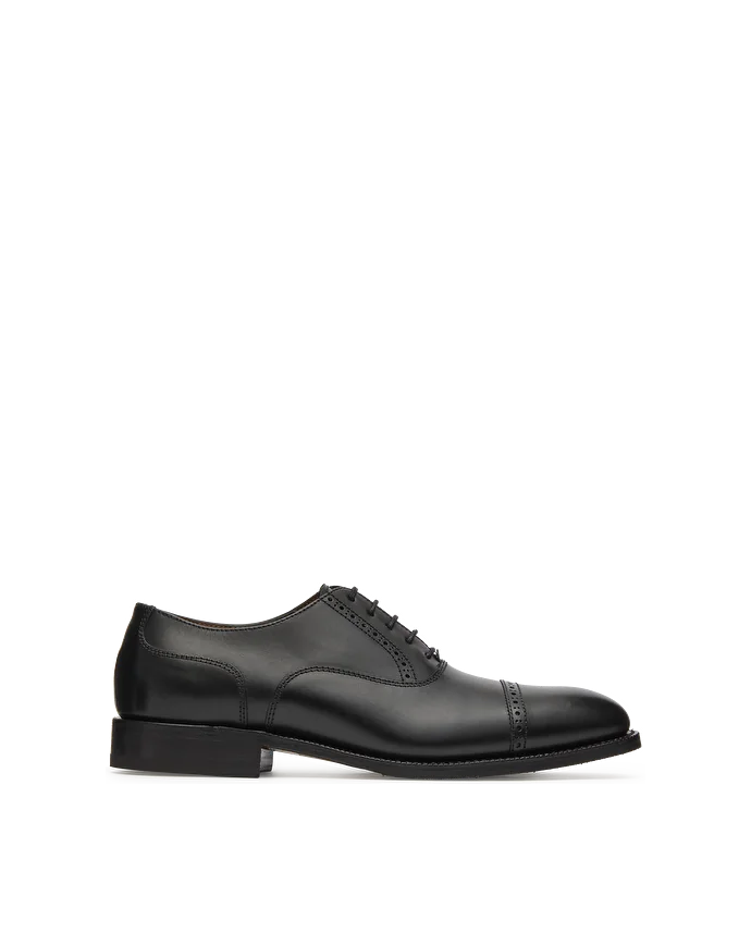 lottusse Chaussures Oxford à Bout Droit Preston en cuir de Veau Noir