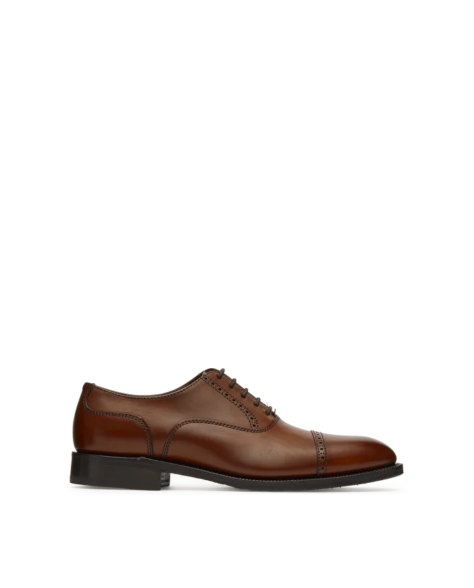 lottusse Chaussures Oxford à Bout Droit Preston en cuir de Veau Marron