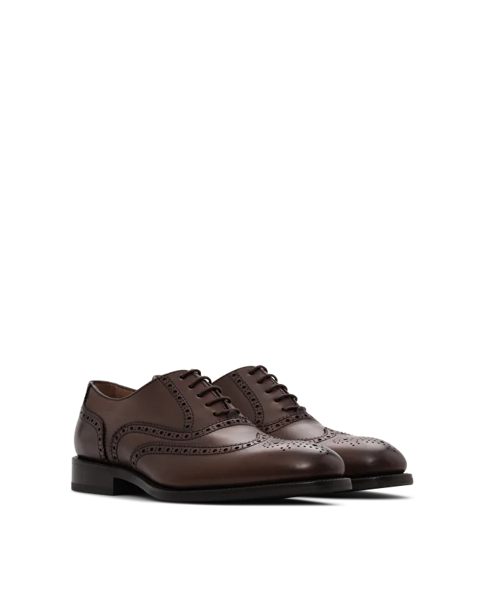 Lottusse Chaussures Oxford Brogue Preston En Cuir De Veau Marron
