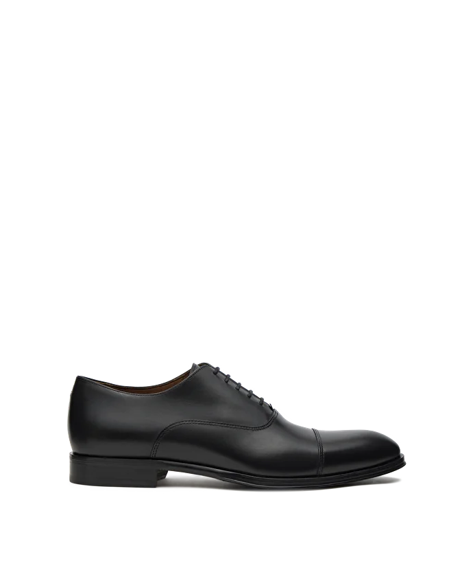 lottusse Chaussures Oxford d à Bout Droit Lenox en cuir de Veau Brossé Noir