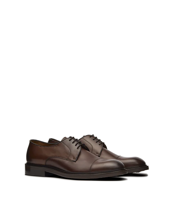 Lottusse Derby Bout Droit Harrys En Cuir De Veau Brun