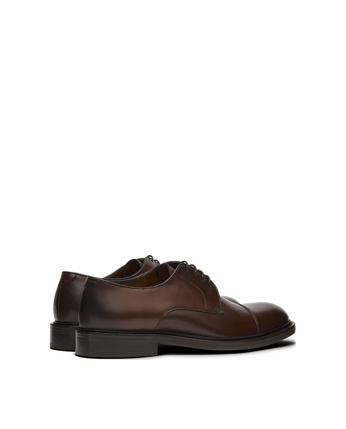 Lottusse Derby Bout Droit Harrys En Cuir De Veau Brun