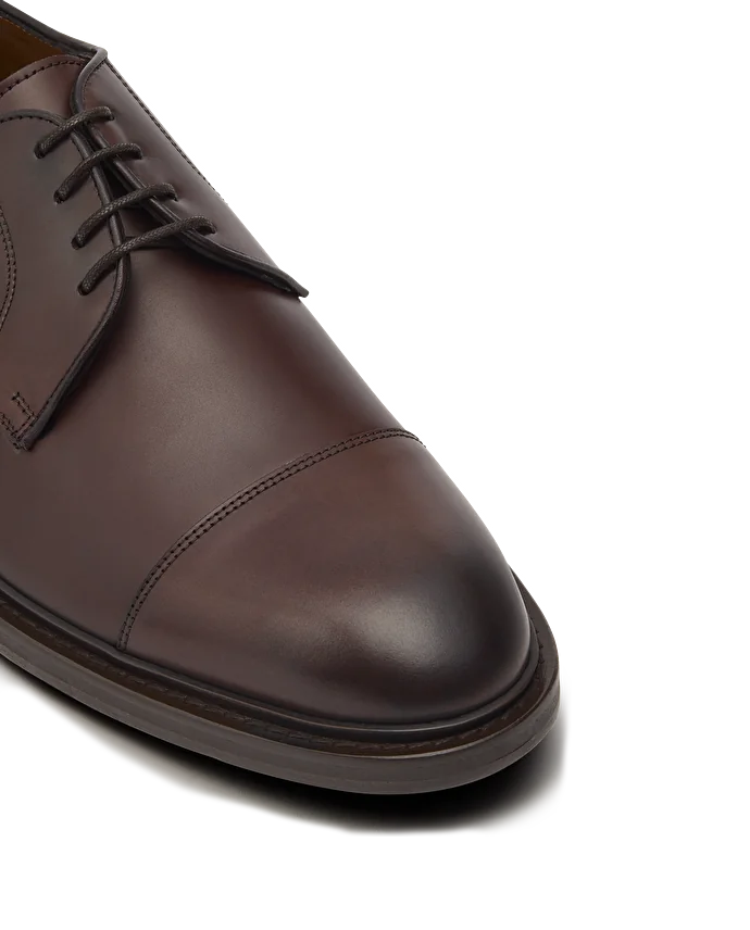 Lottusse Derby Bout Droit Harrys En Cuir De Veau Brun