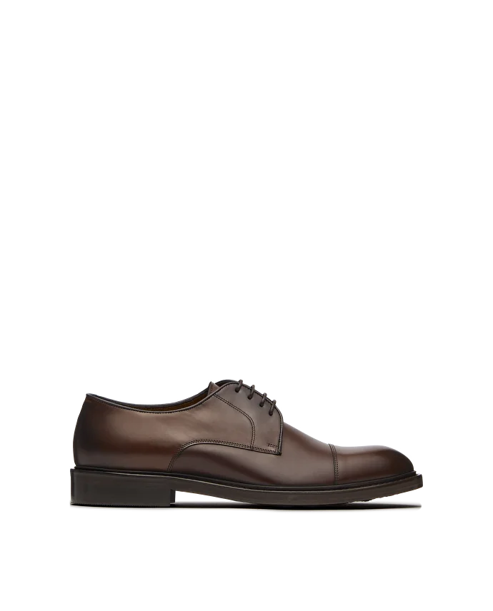 lottusse Derby bout droit Harrys en cuir de Veau Brun