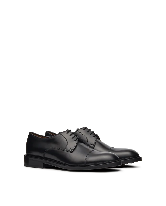 Lottusse Derby Bout Droit Harrys En Cuir De Veau Noir