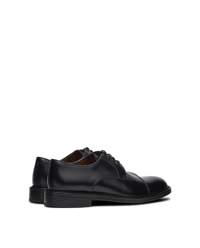 Lottusse Derby Bout Droit Harrys En Cuir De Veau Noir
