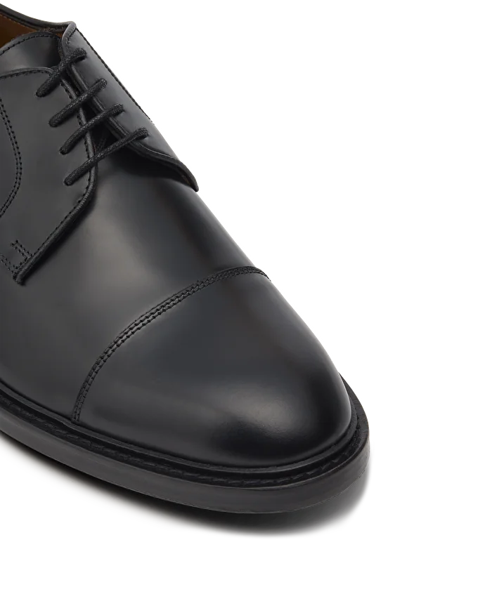 Lottusse Derby Bout Droit Harrys En Cuir De Veau Noir