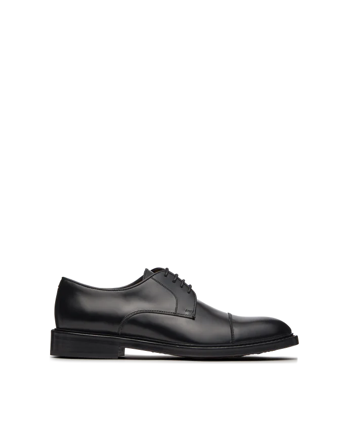 lottusse Derby bout droit Harrys en cuir de Veau Noir