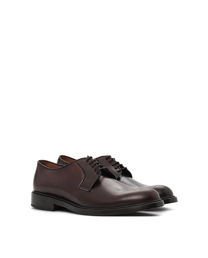 Lottusse Derby Brogue Glasgow En Peau De Cheval Bordeaux