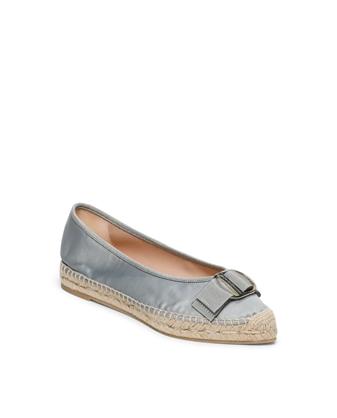 Lottusse Espadrilles En Satin Bleu Clair Avec Doublure En Cuir