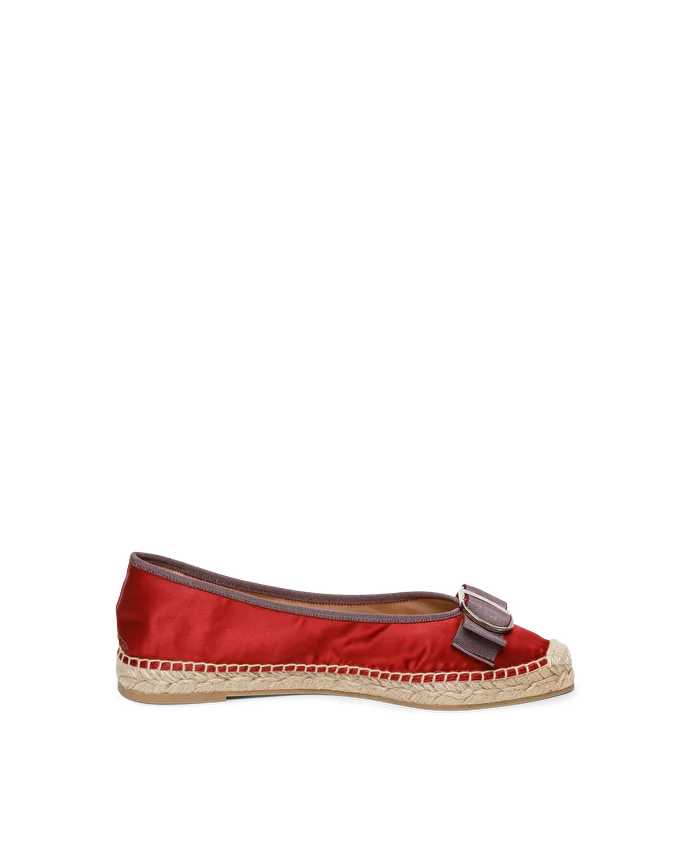 lottusse Espadrilles en satin rouge avec doublure en cuir
