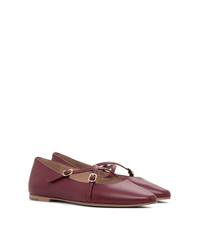 Lottusse Ballerines Bel Cuir D'Agneau Bourgogne