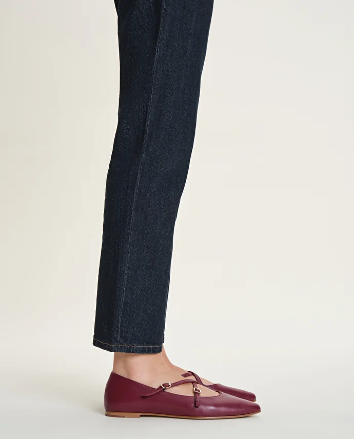 lottusse Ballerines Bel Cuir d'Agneau Bourgogne