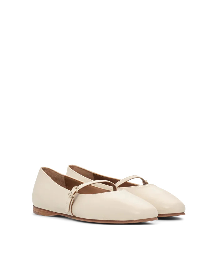 Lottusse Ballerines Goya Cuir D'Agneau Blanc Cassé