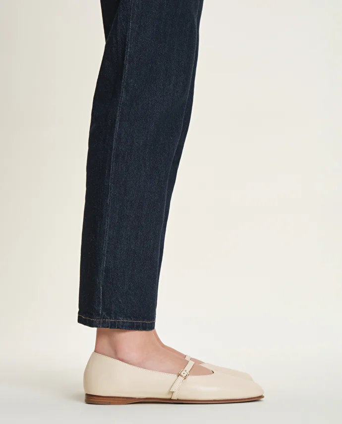 lottusse Ballerines Goya Cuir d'Agneau Blanc Cassé