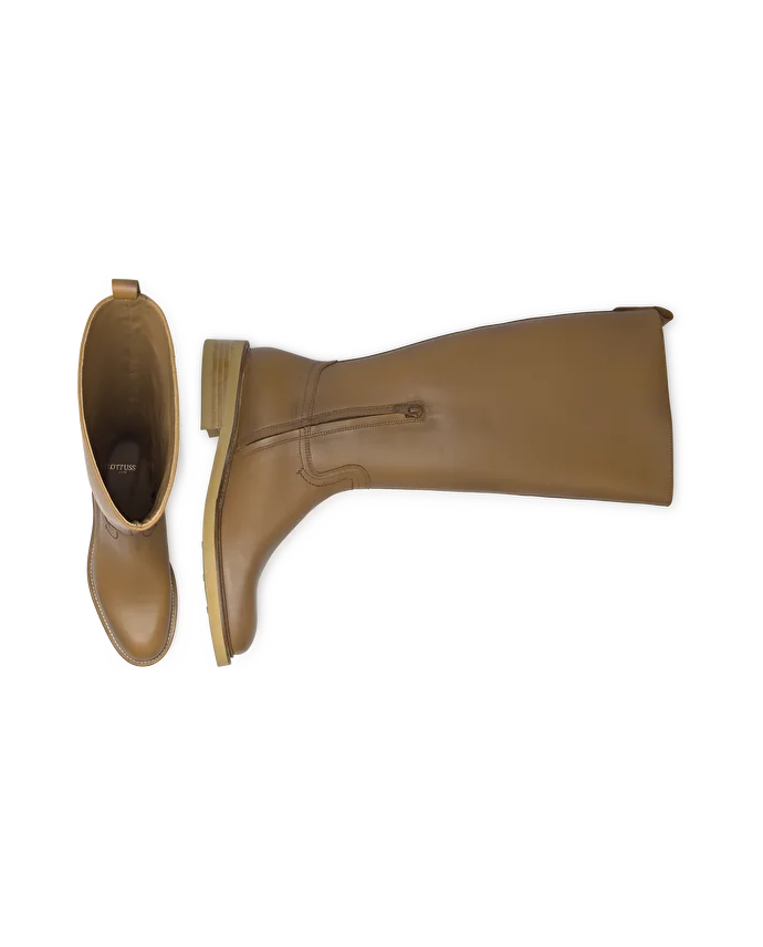 Lottusse Bottes En Cuir De Veau Lisse Brun