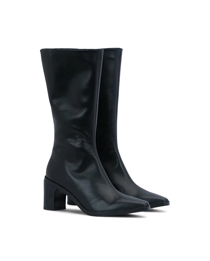 Lottusse Bottes Zippées En Veau Noir